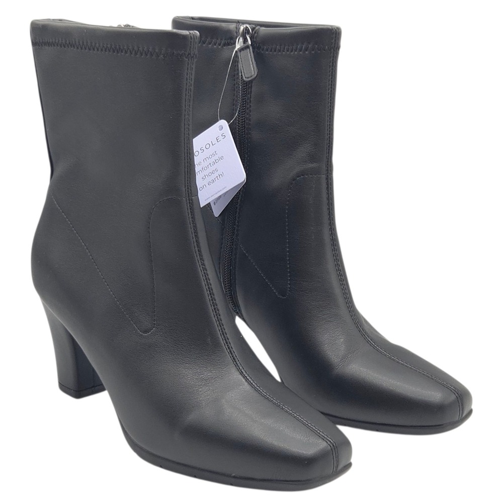 Aerosoles Women's Cinnamon Heeled Tailored Booties Black Size 9.5 Ankle Boots
